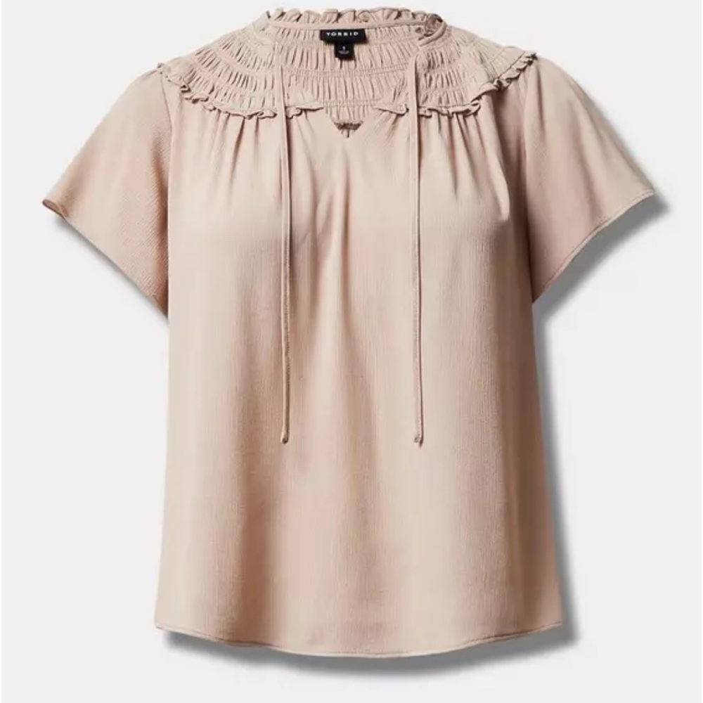 Torrid Washable Gauze Smocked Yoke Ruffle Top